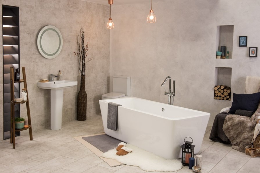 Squared Luxury Freestanding Bath With A Winter Feel Bathroom